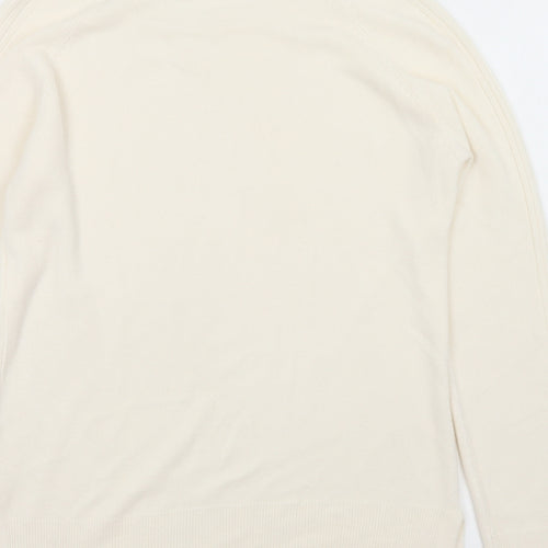 Preworn Womens White Round Neck  Acrylic Pullover Jumper Size M