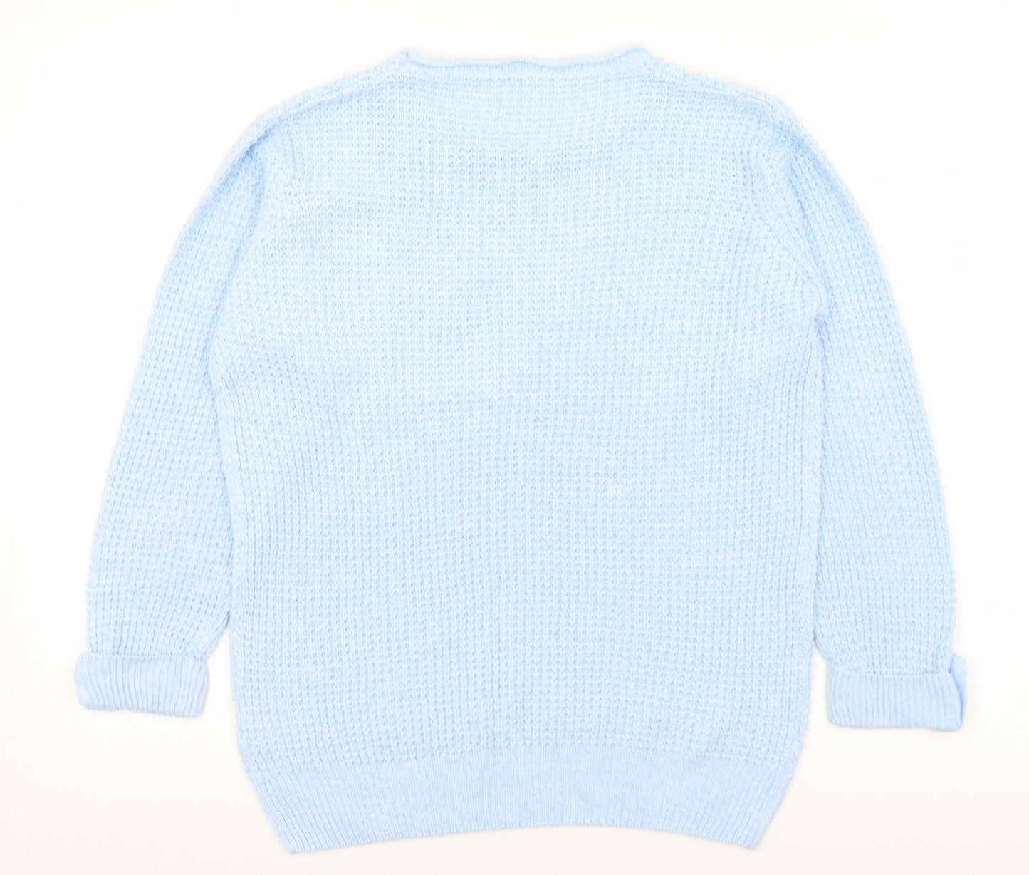 EWM Womens Blue Crew Neck  Acrylic Pullover Jumper Size M