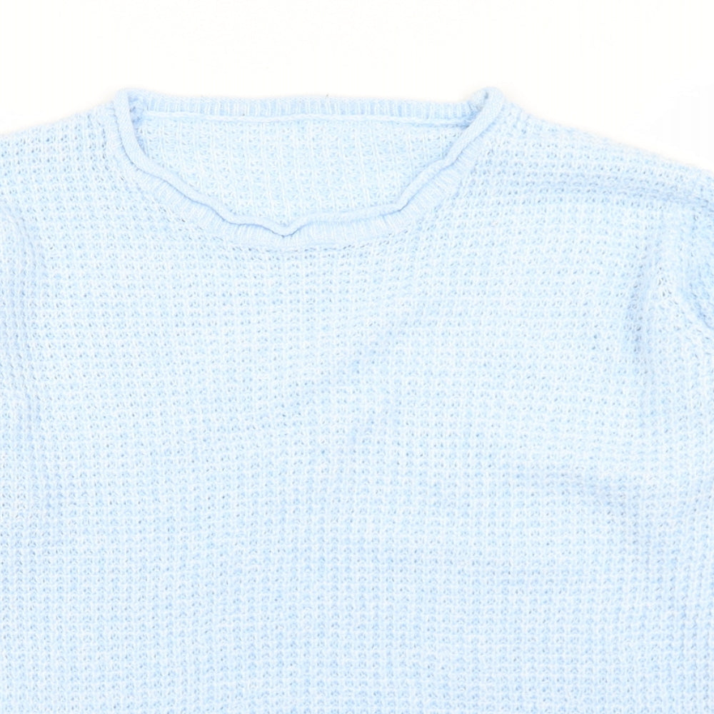 EWM Womens Blue Crew Neck  Acrylic Pullover Jumper Size M