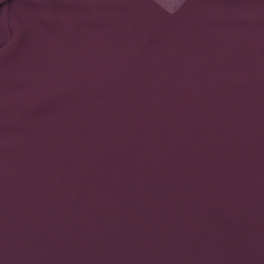 Bonmarché Womens Purple Floral Polyester Basic Blouse Size 22 V-Neck