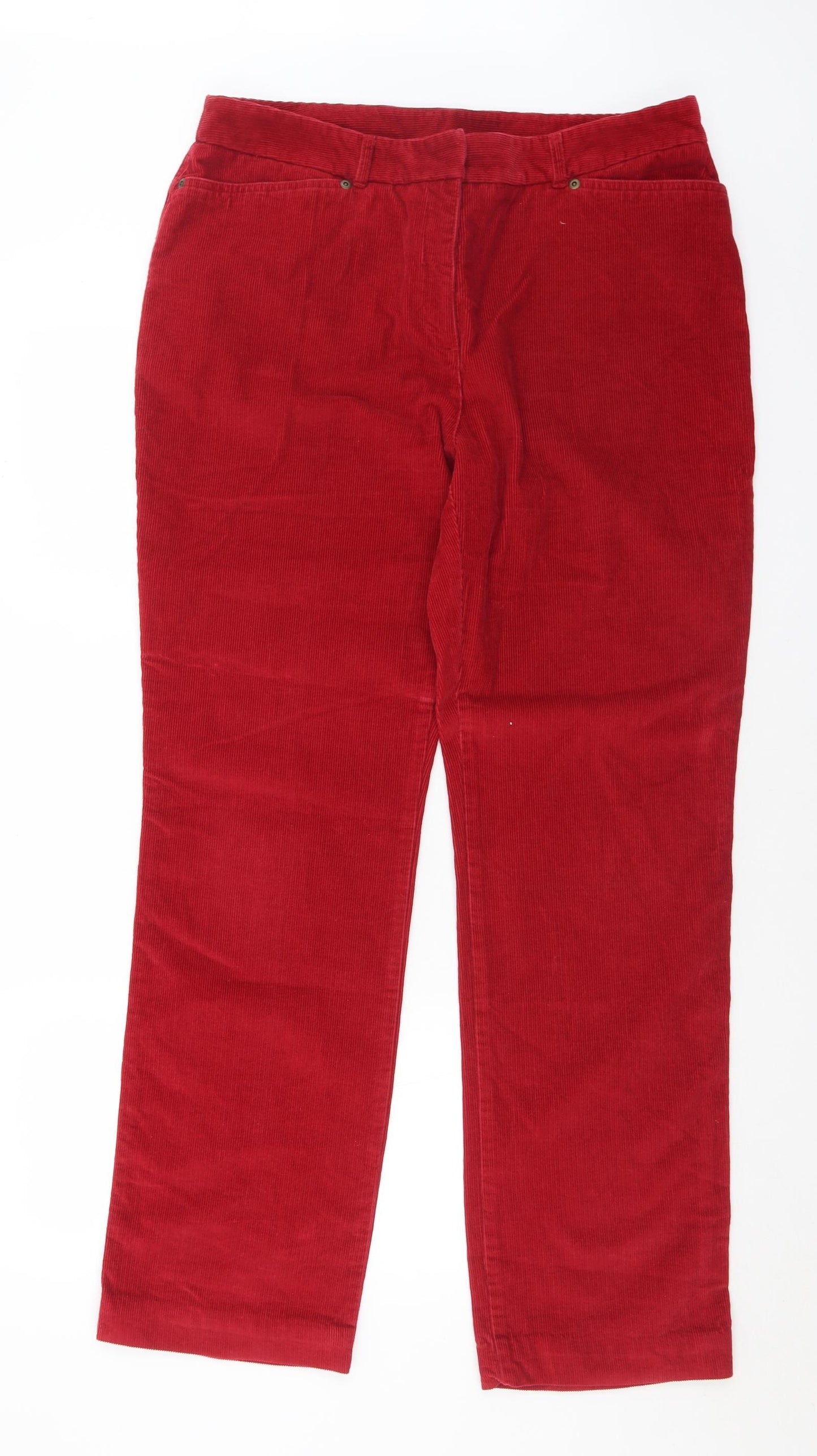 NEXT Womens Red  Cotton Chino Trousers Size 16 L32 in Regular Button