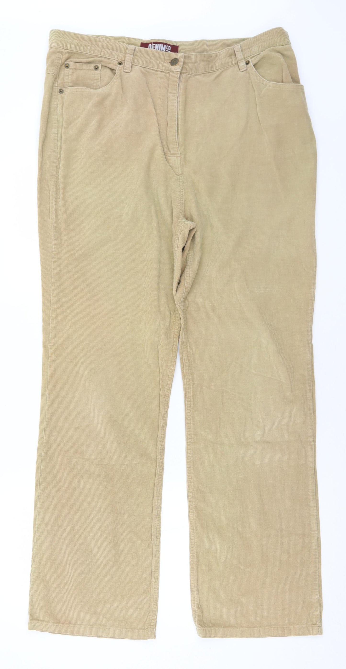 Denim & Co. Womens Brown  Cotton Chino Trousers Size 16 L30 in Regular Button