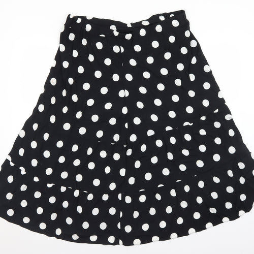 Preworn Womens Black Polka Dot Polyester A-Line Skirt Size 34 in