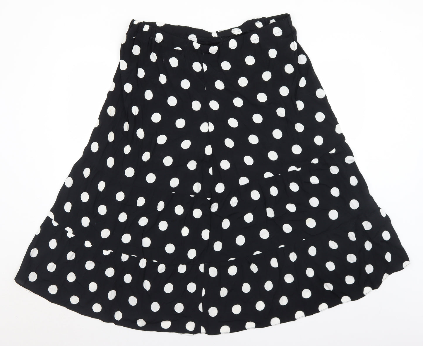 Preworn Womens Black Polka Dot Polyester A-Line Skirt Size 34 in