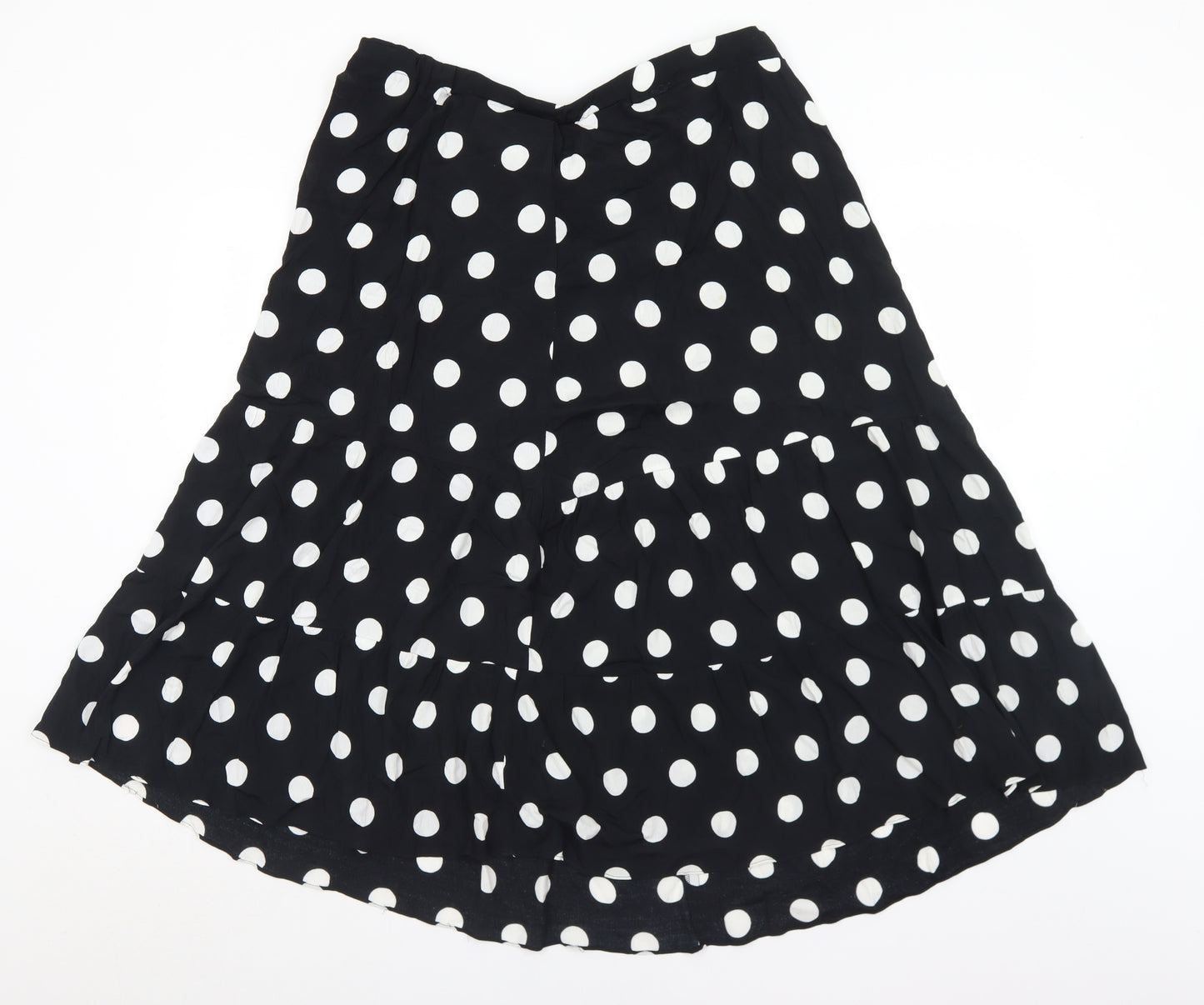 Preworn Womens Black Polka Dot Polyester A-Line Skirt Size 34 in