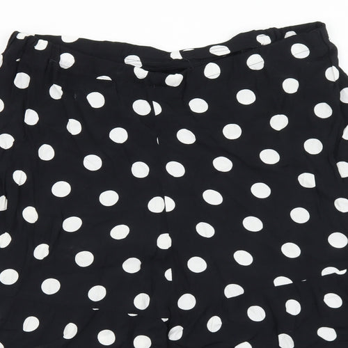 Preworn Womens Black Polka Dot Polyester A-Line Skirt Size 34 in