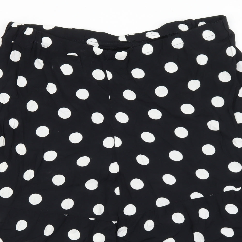 Preworn Womens Black Polka Dot Polyester A-Line Skirt Size 34 in