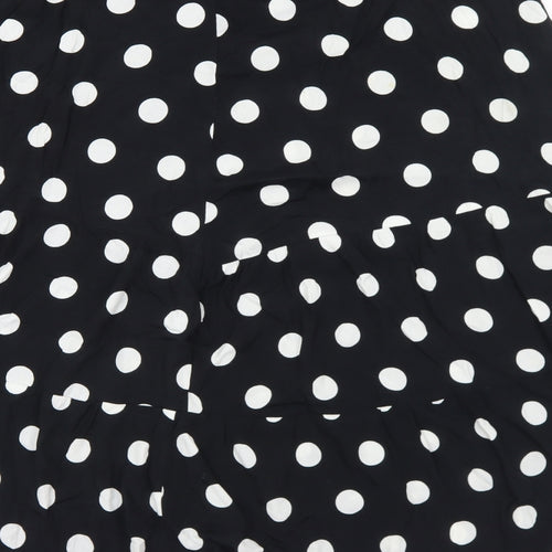 Preworn Womens Black Polka Dot Polyester A-Line Skirt Size 34 in
