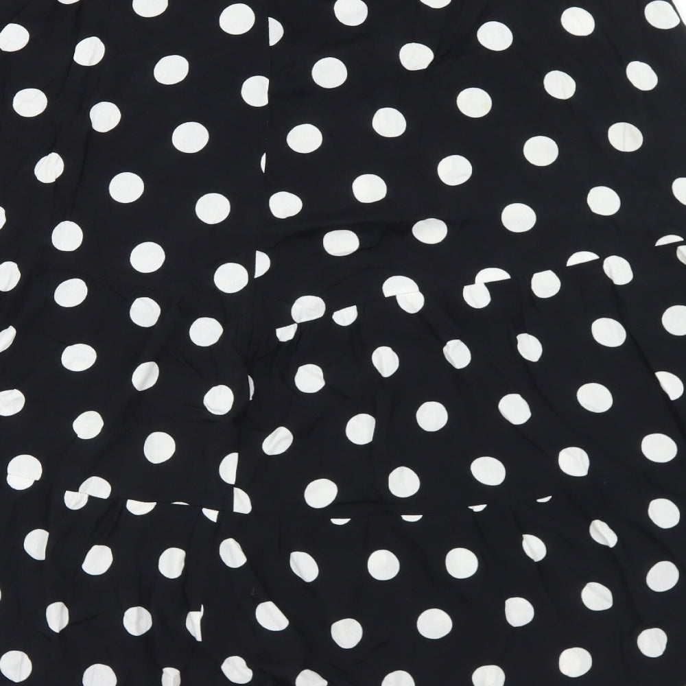 Preworn Womens Black Polka Dot Polyester A-Line Skirt Size 34 in