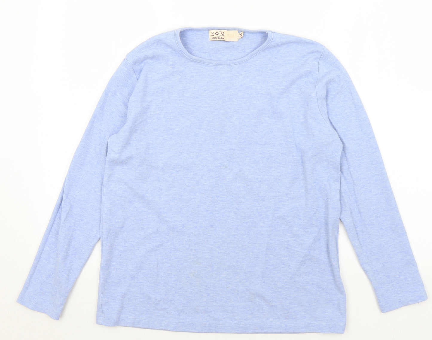 EWM Womens Blue  Cotton Basic T-Shirt Size 14 Round Neck - 14/16