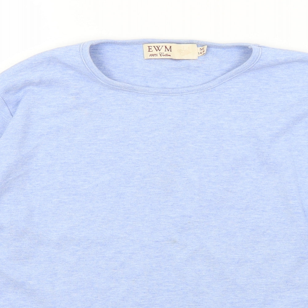 EWM Womens Blue  Cotton Basic T-Shirt Size 14 Round Neck - 14/16