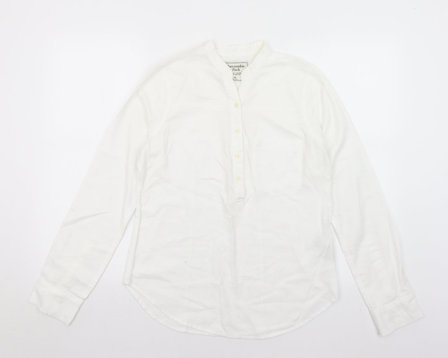 Abercrombie & Fitch Womens White  Cotton Basic Button-Up Size M Henley