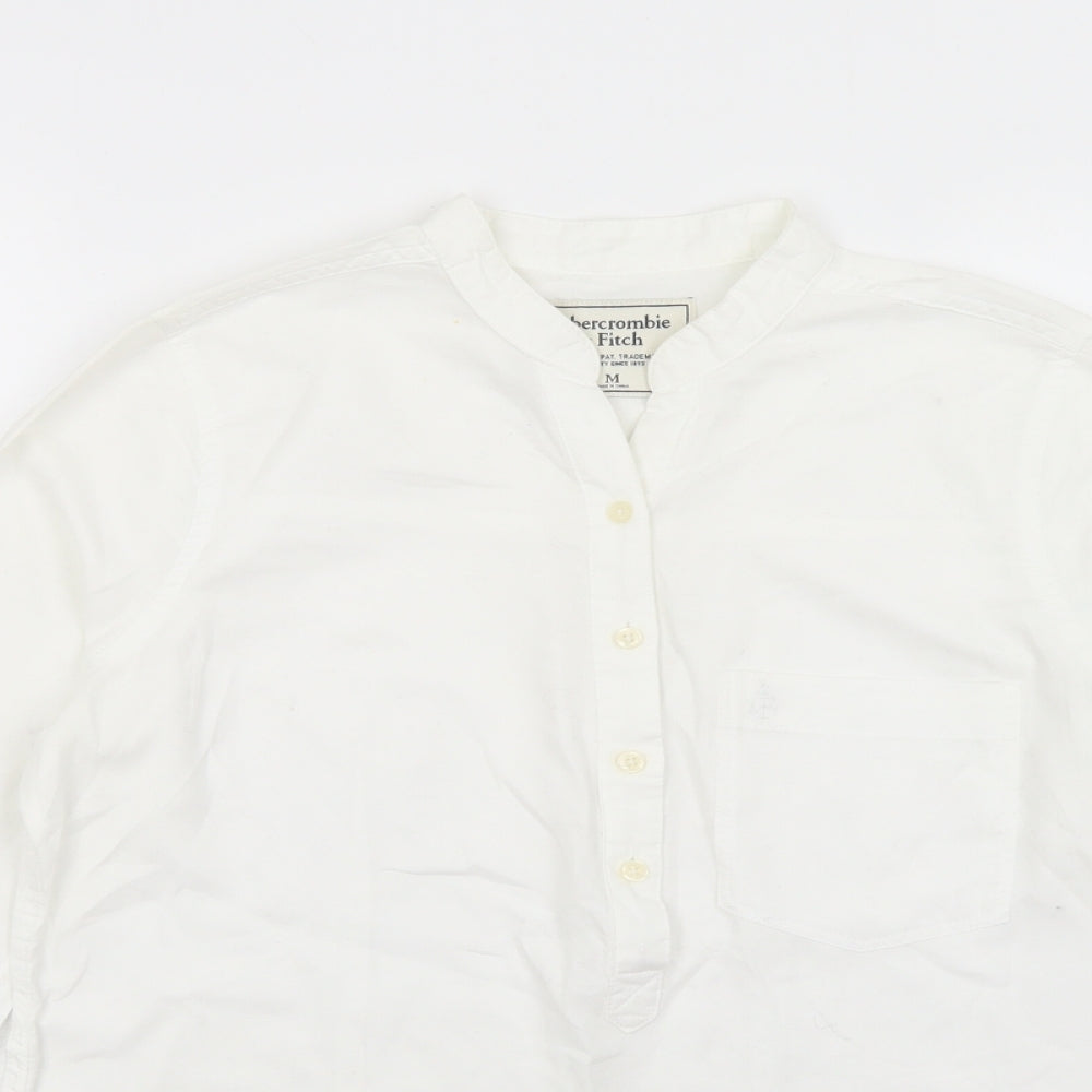 Abercrombie & Fitch Womens White  Cotton Basic Button-Up Size M Henley