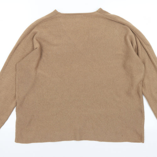 H&M Womens Brown V-Neck  Polyester Pullover Jumper Size L