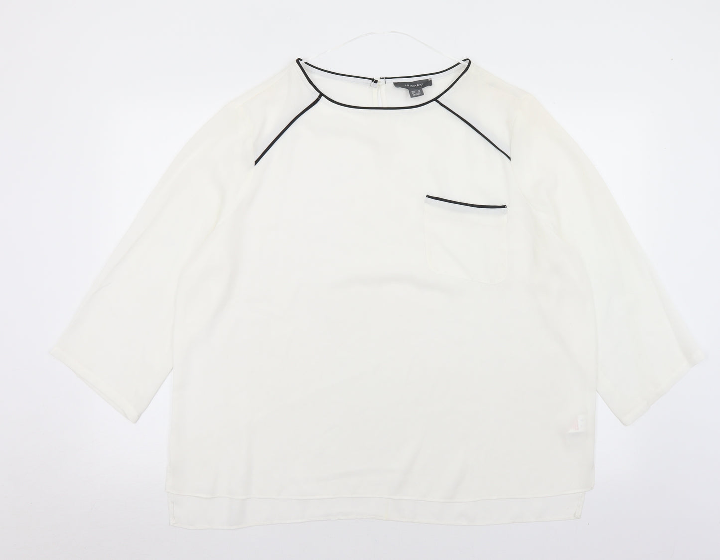 Primark Womens White  Polyester Basic Blouse Size 20 Round Neck