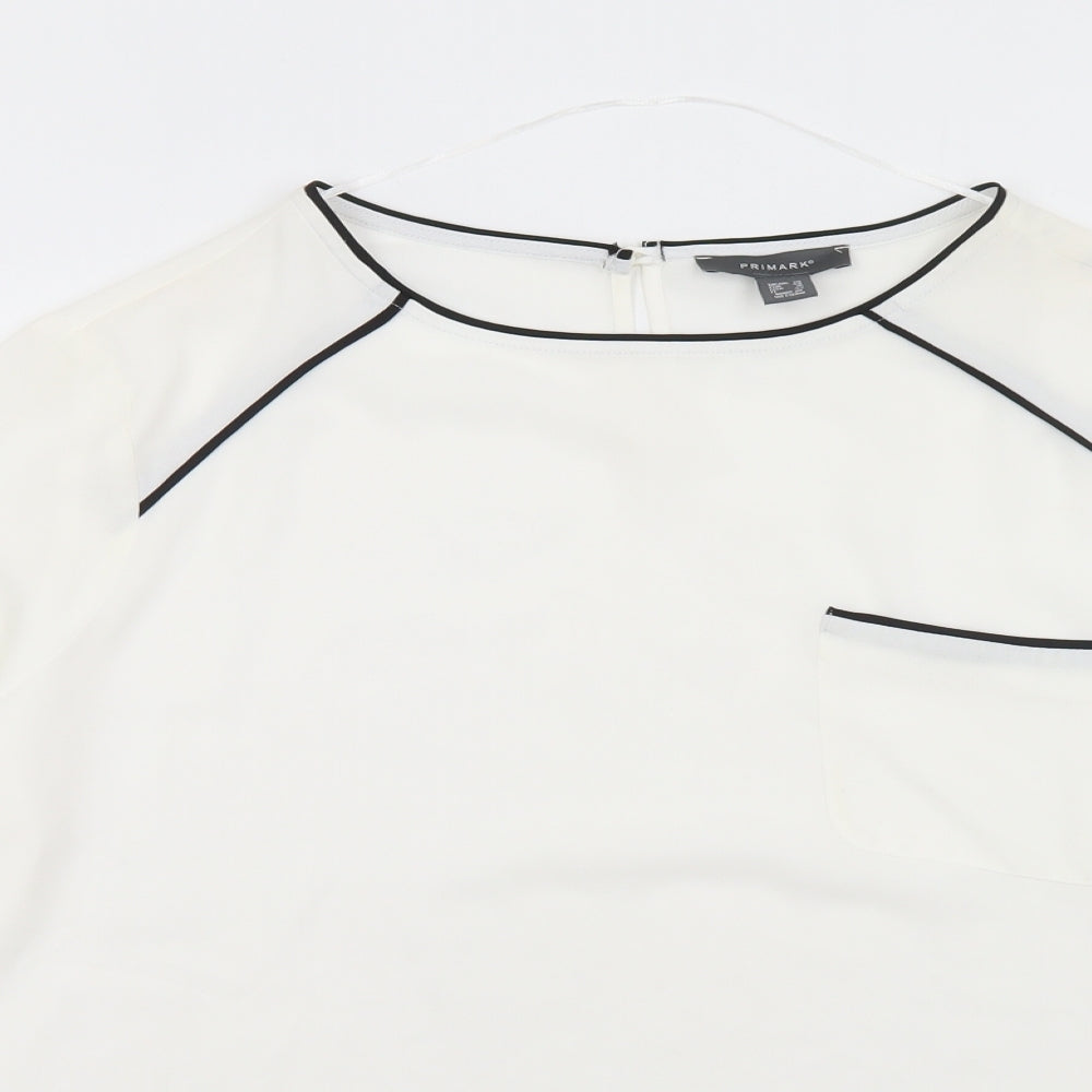 Primark Womens White  Polyester Basic Blouse Size 20 Round Neck