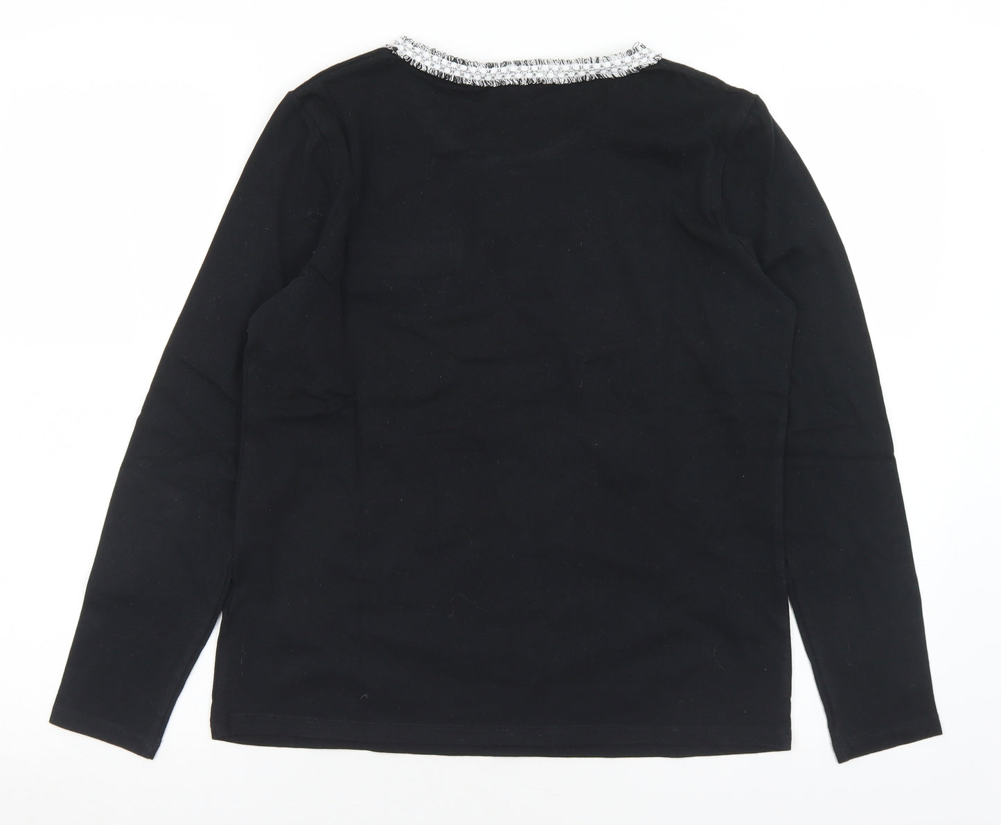 ANNE WEYBURN Womens Black  Cotton Jersey T-Shirt Size 10 Round Neck