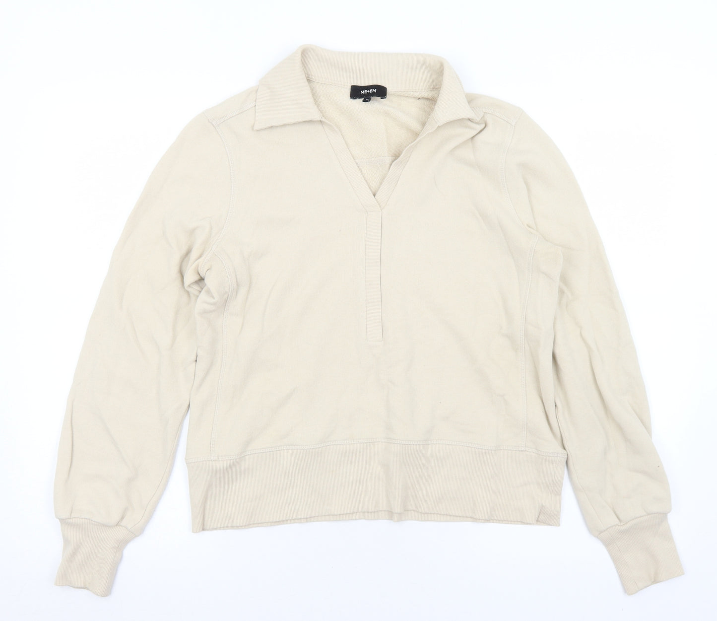 Me+Em Womens Beige  Cotton Pullover Sweatshirt Size 10