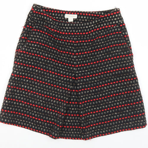 Monsoon Womens Black Geometric Polyester A-Line Skirt Size 8   Zip