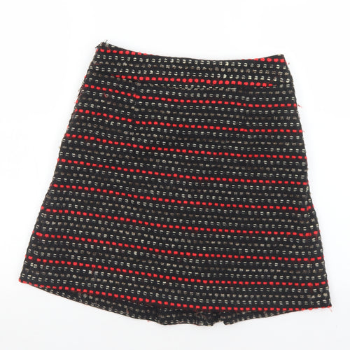 Monsoon Womens Black Geometric Polyester A-Line Skirt Size 8   Zip