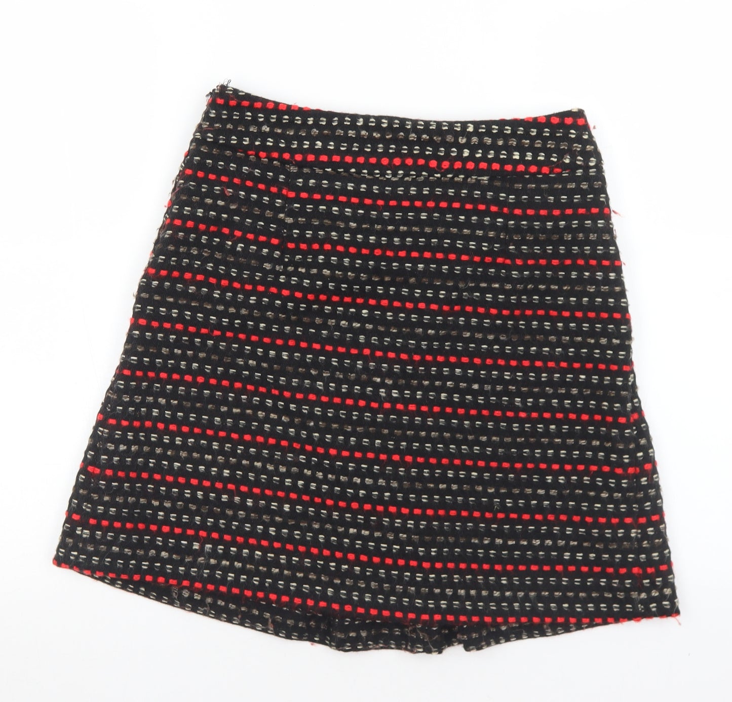 Monsoon Womens Black Geometric Polyester A-Line Skirt Size 8   Zip