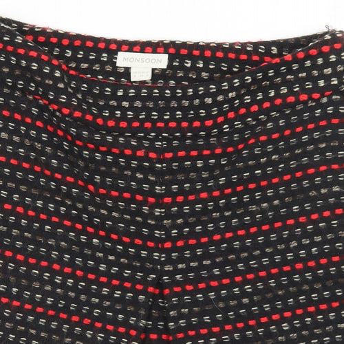 Monsoon Womens Black Geometric Polyester A-Line Skirt Size 8   Zip
