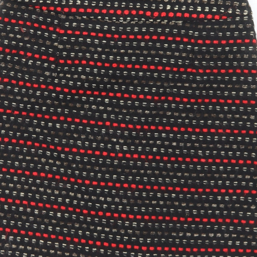 Monsoon Womens Black Geometric Polyester A-Line Skirt Size 8   Zip