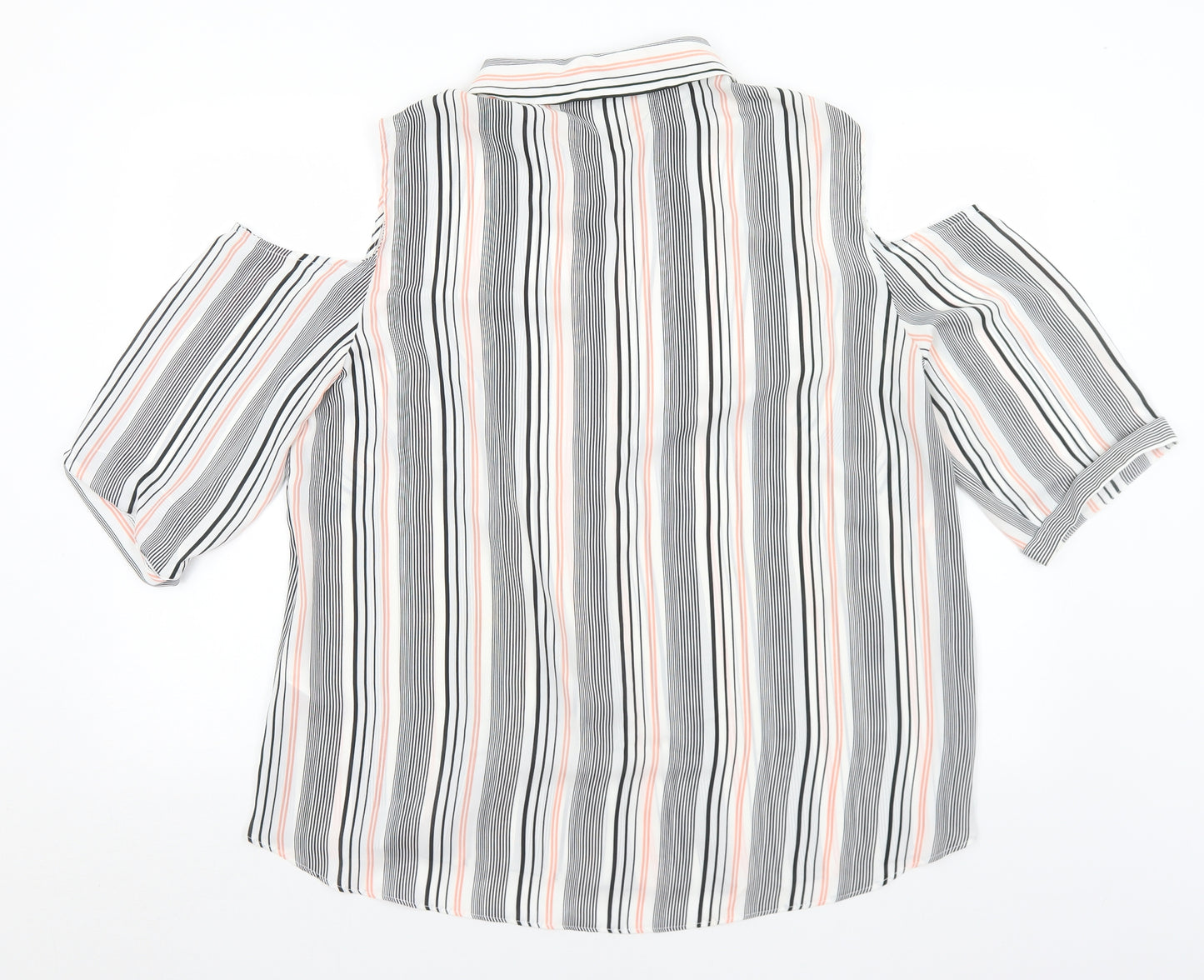 F&F Womens Multicoloured Striped Polyester Basic Blouse Size 22 Collared