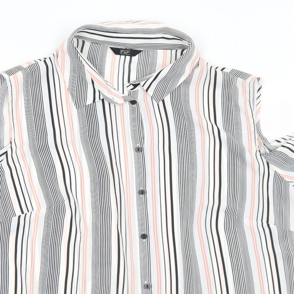 F&F Womens Multicoloured Striped Polyester Basic Blouse Size 22 Collared