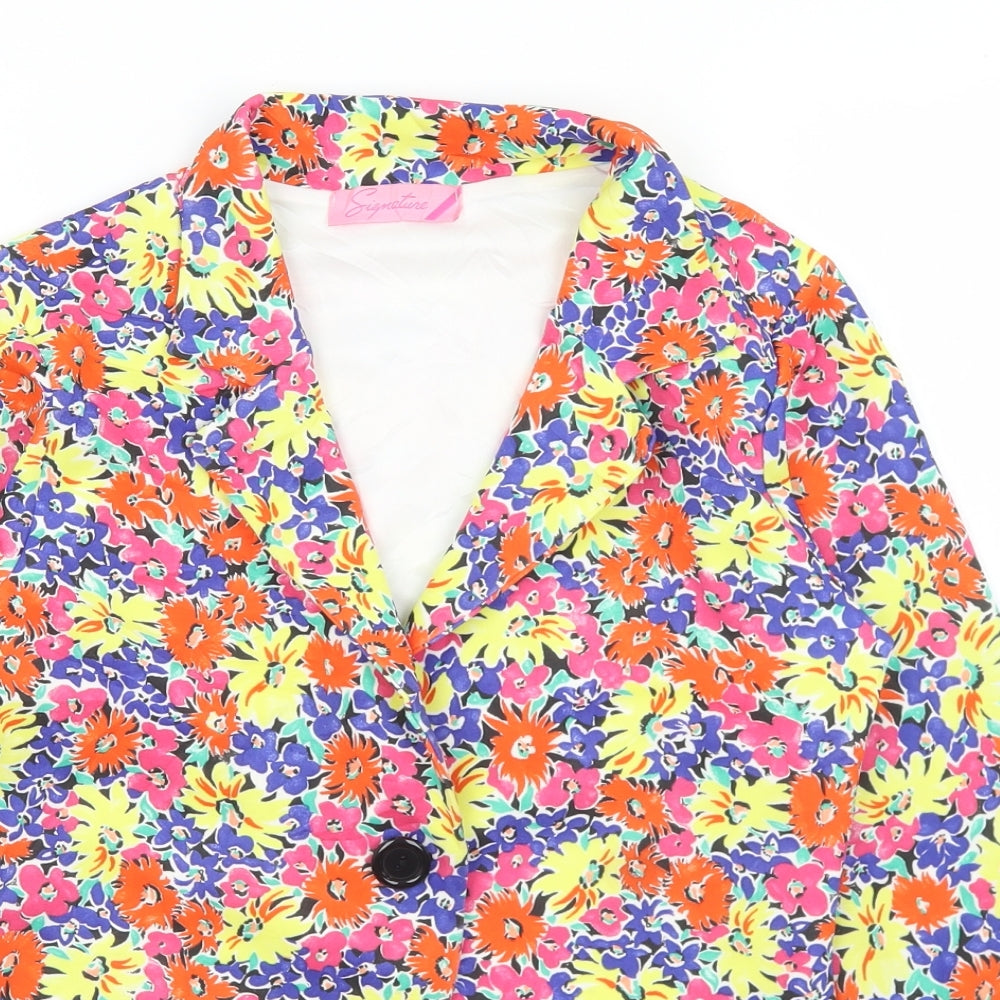 Signature Womens Multicoloured Floral  Jacket  Size 10  Button