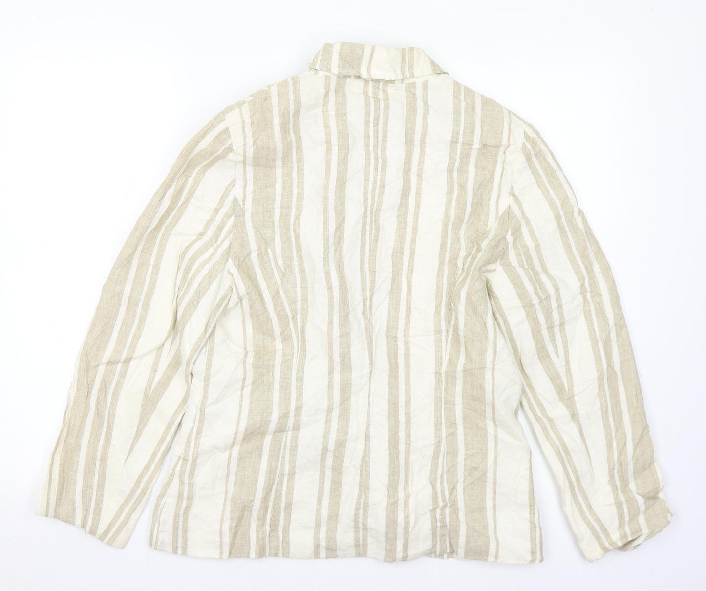 Bon'a Parte Womens Beige Striped  Jacket  Size 12  Button