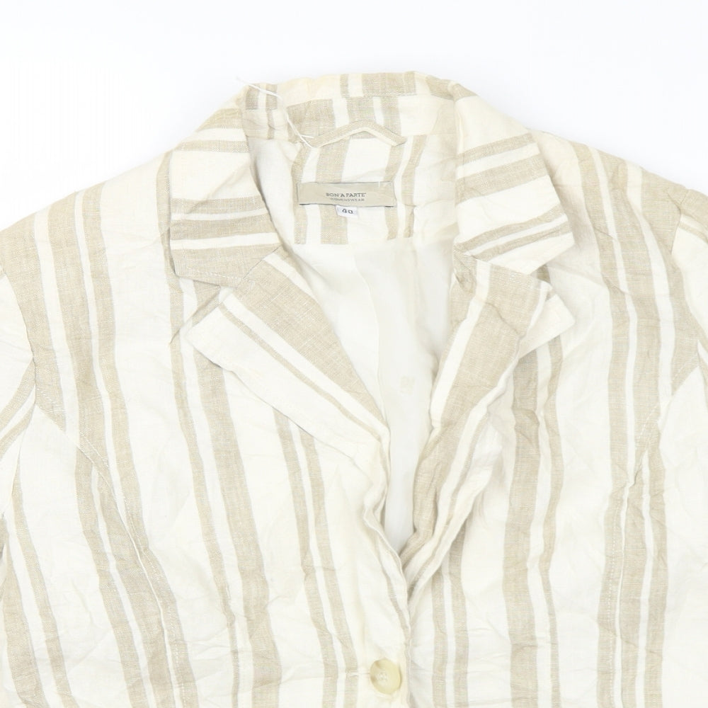 Bon'a Parte Womens Beige Striped  Jacket  Size 12  Button