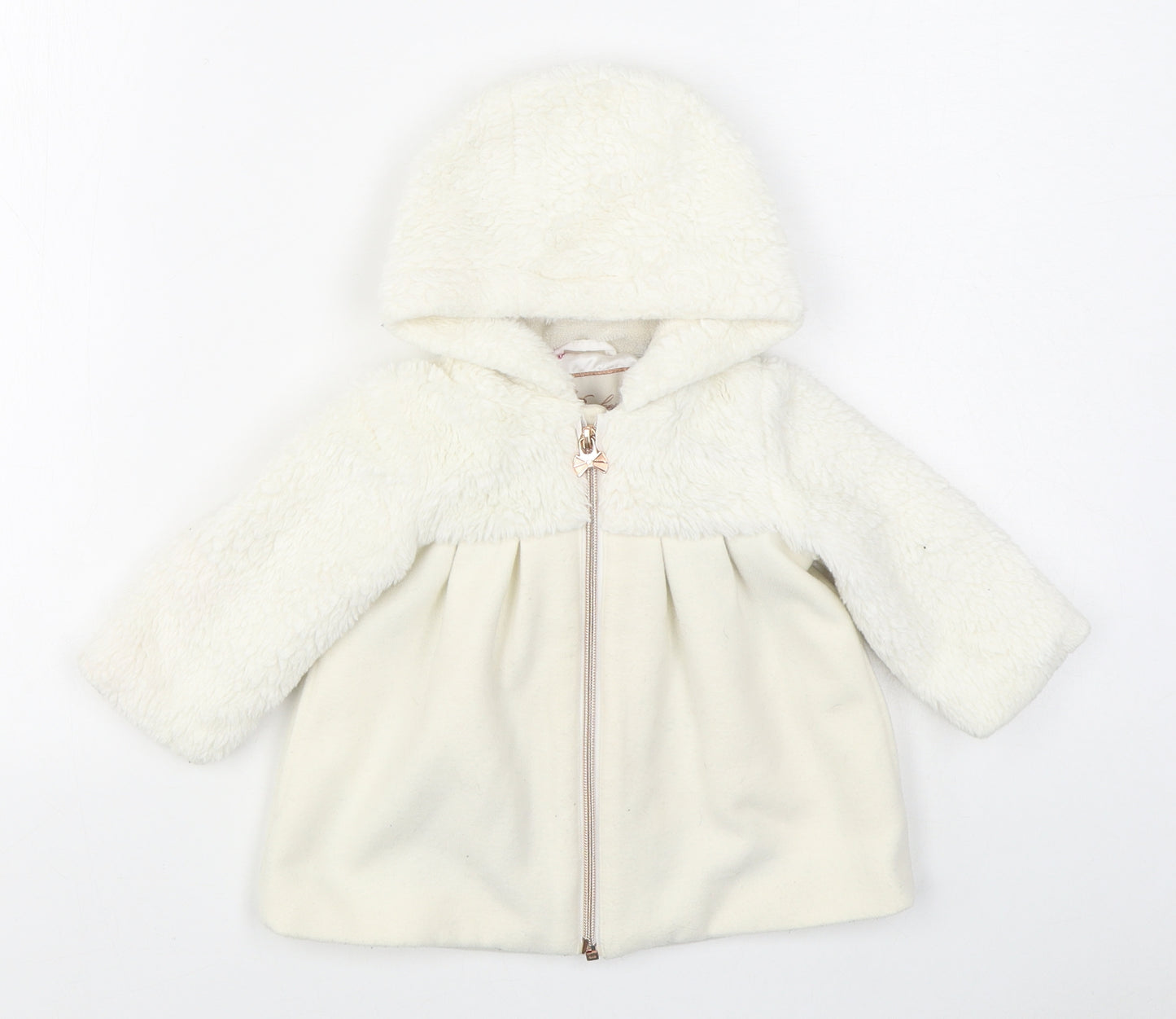 Ted Baker Girls White   Overcoat Coat Size 6-9 Months   Button