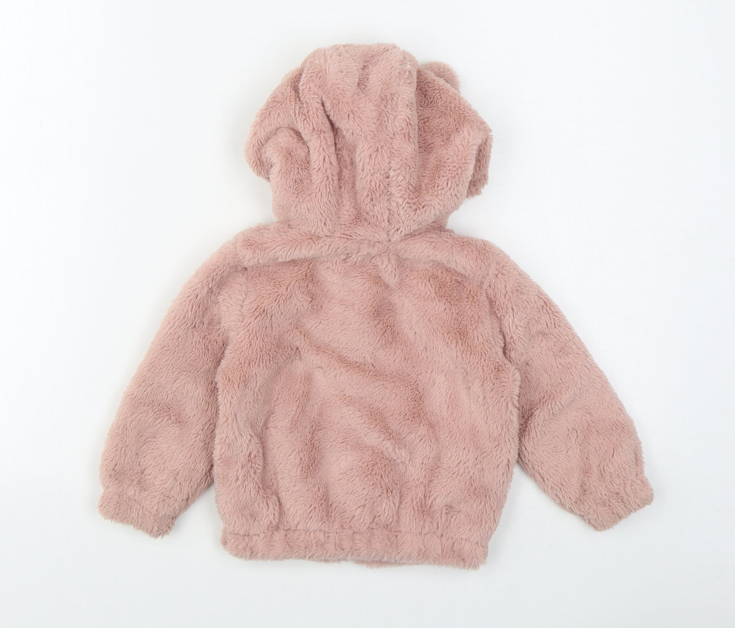 F&F Girls Pink   Jacket  Size 12-18 Months   Zip - Faux fur