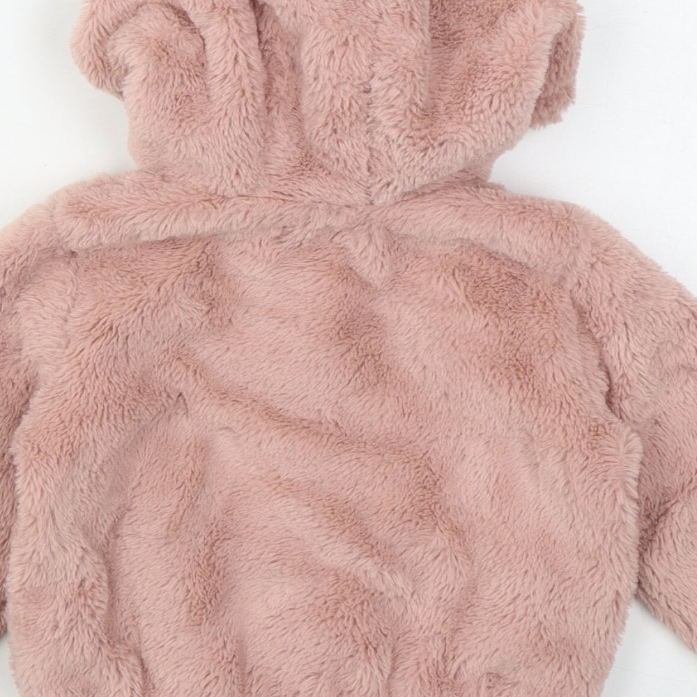 F&F Girls Pink   Jacket  Size 12-18 Months   Zip - Faux fur
