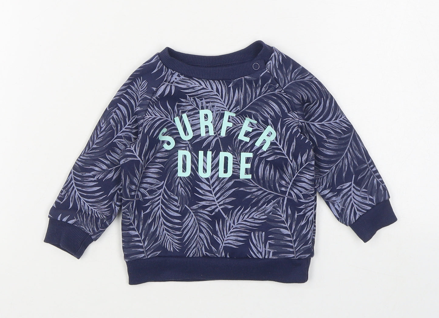 Primark Boys Blue Geometric Cotton Pullover Jumper Size 3-6 Months  Pullover