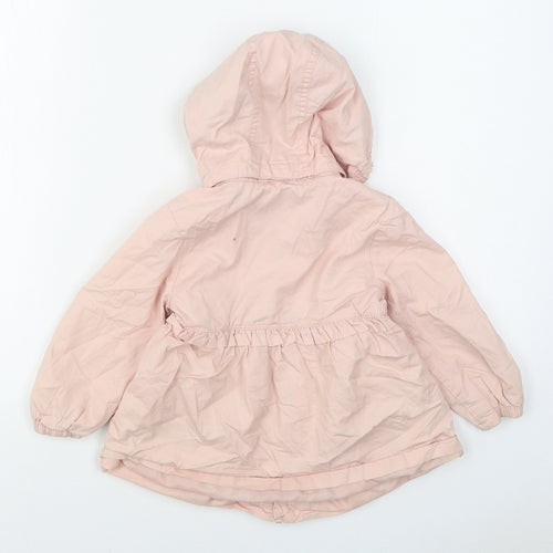H&M Girls Pink   Parka Coat Size 3 Years  Zip