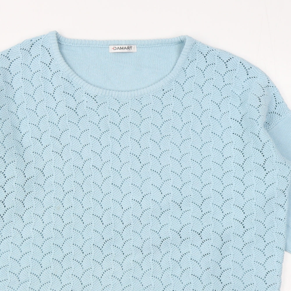 Damart Womens Blue Round Neck  Acrylic Pullover Jumper Size 14