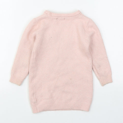 Primark Girls Pink Round Neck  Acrylic Pullover Jumper Size 3-4 Years  Pullover