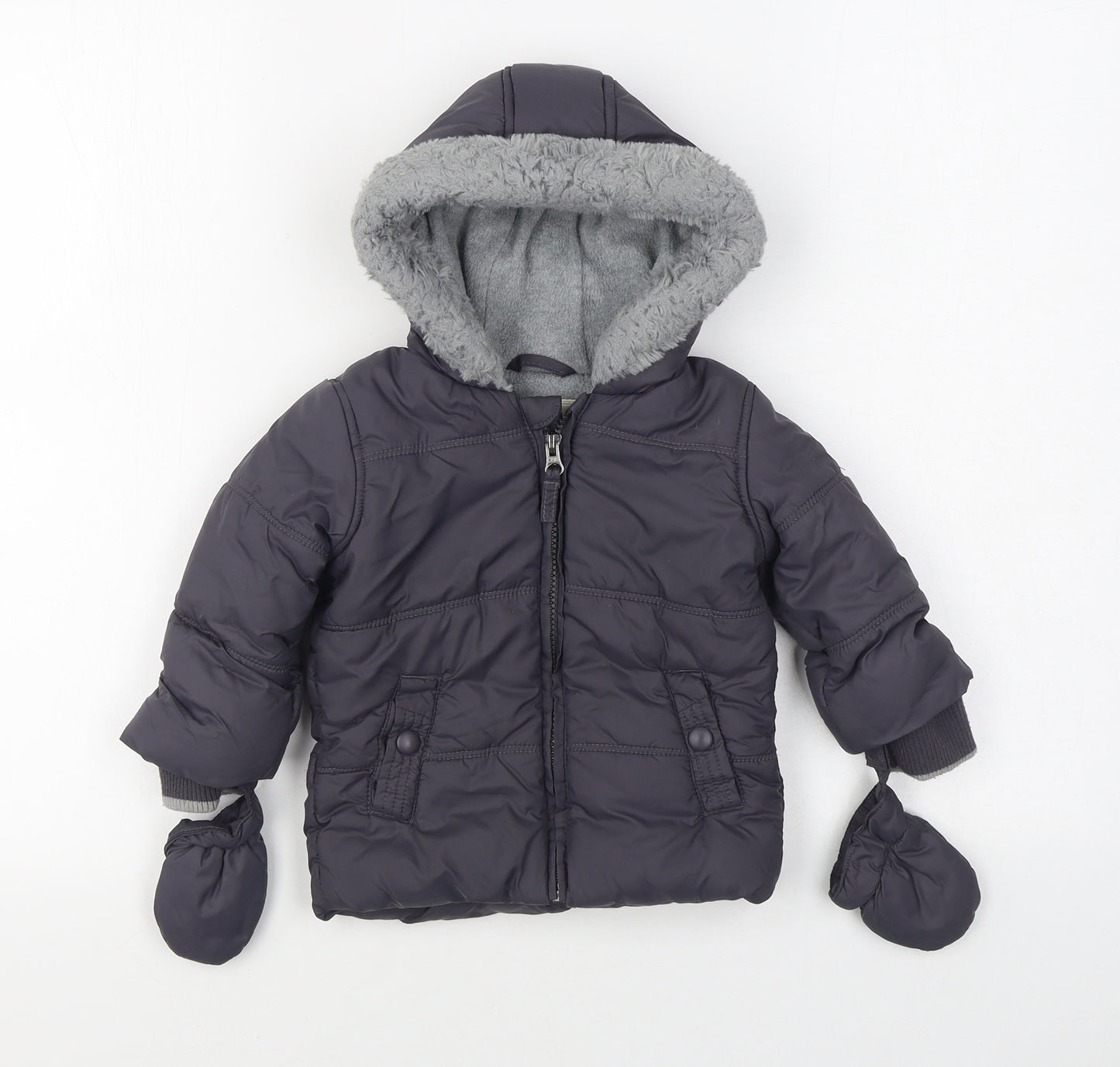 George Baby Grey   Parka Coat Size 9-12 Months   Zip