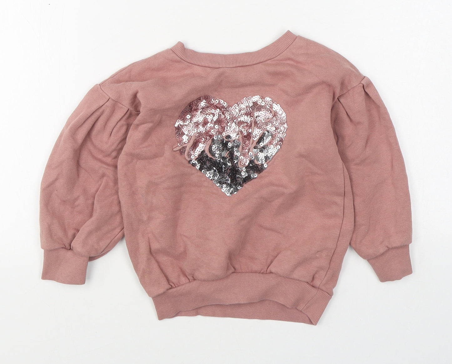 NEXT Girls Pink  Cotton Pullover Sweatshirt Size 4 Years  Pullover