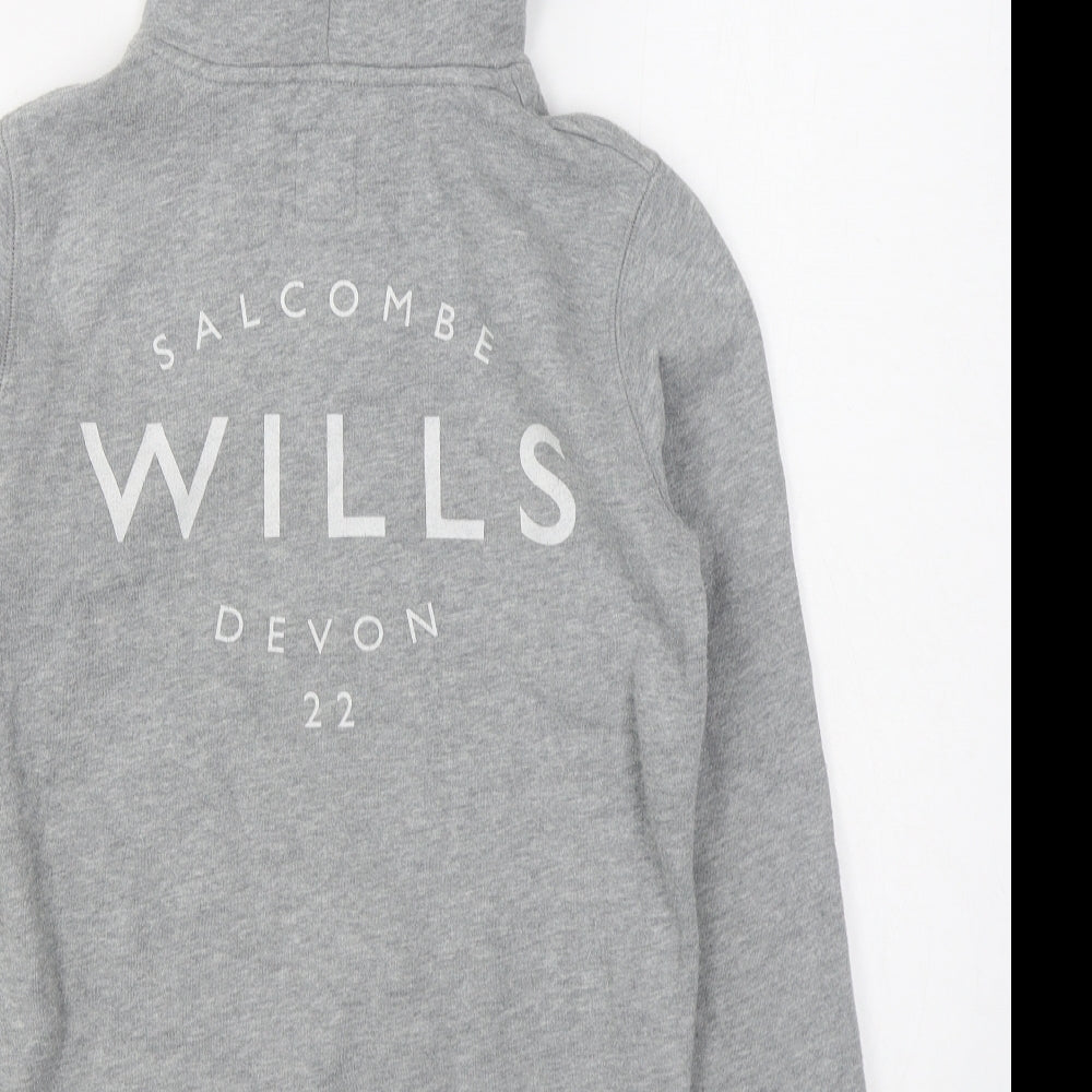 Jack Wills Womens Grey  Cotton Pullover Hoodie Size 8  Pullover