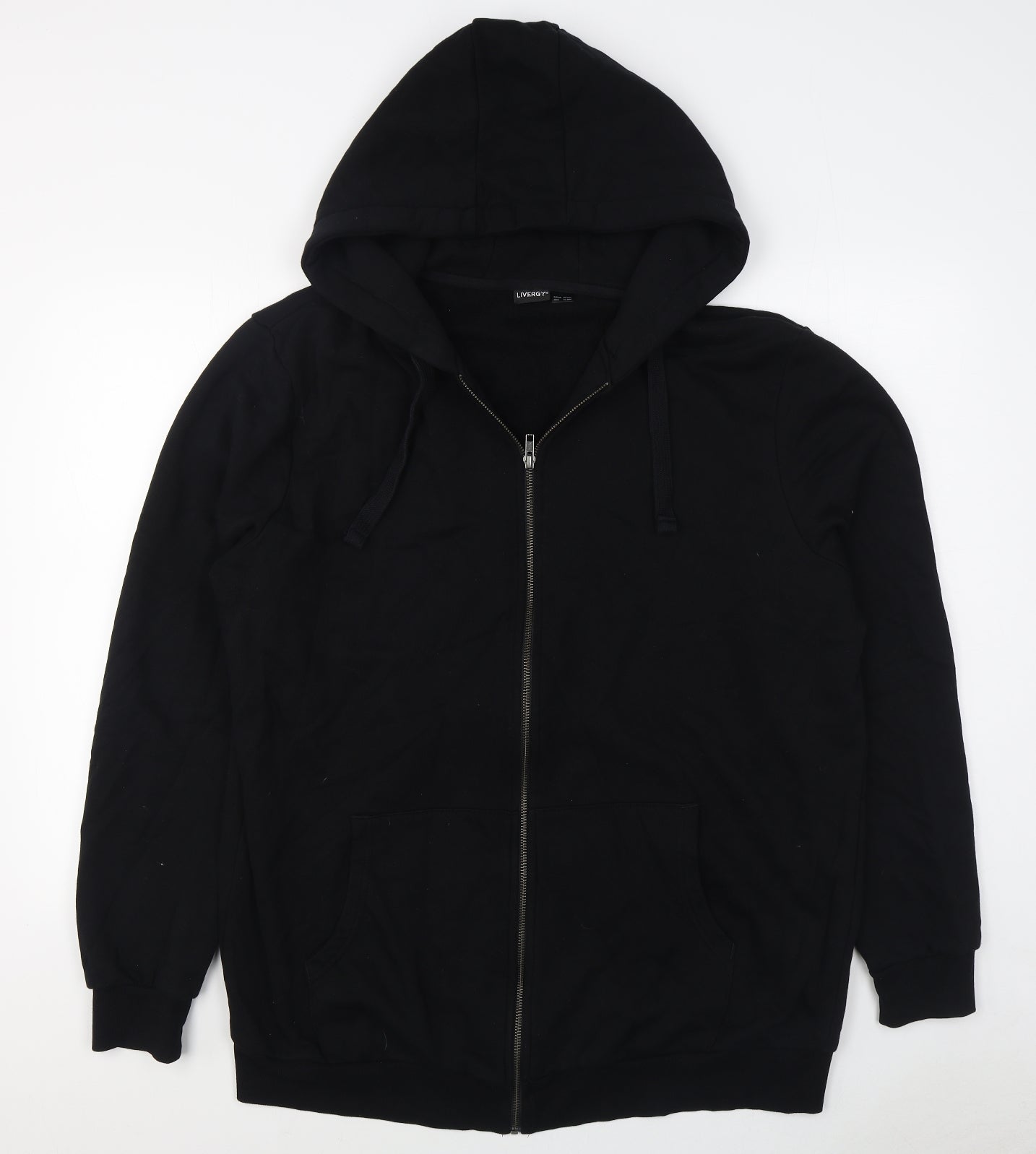 Livergy Mens Black  Cotton Full Zip Hoodie Size 2XL