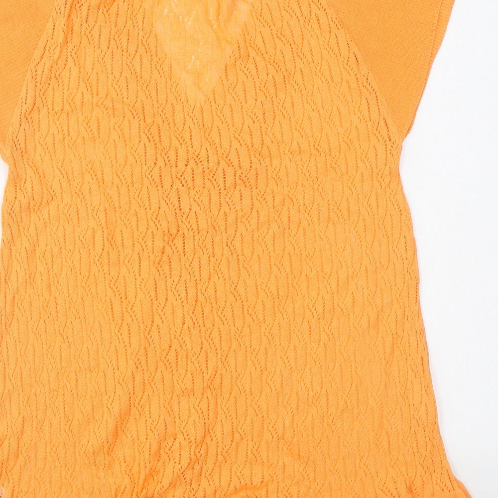 River Island Womens Orange  Cotton Jumper Dress  Size 10  V-Neck Pullover