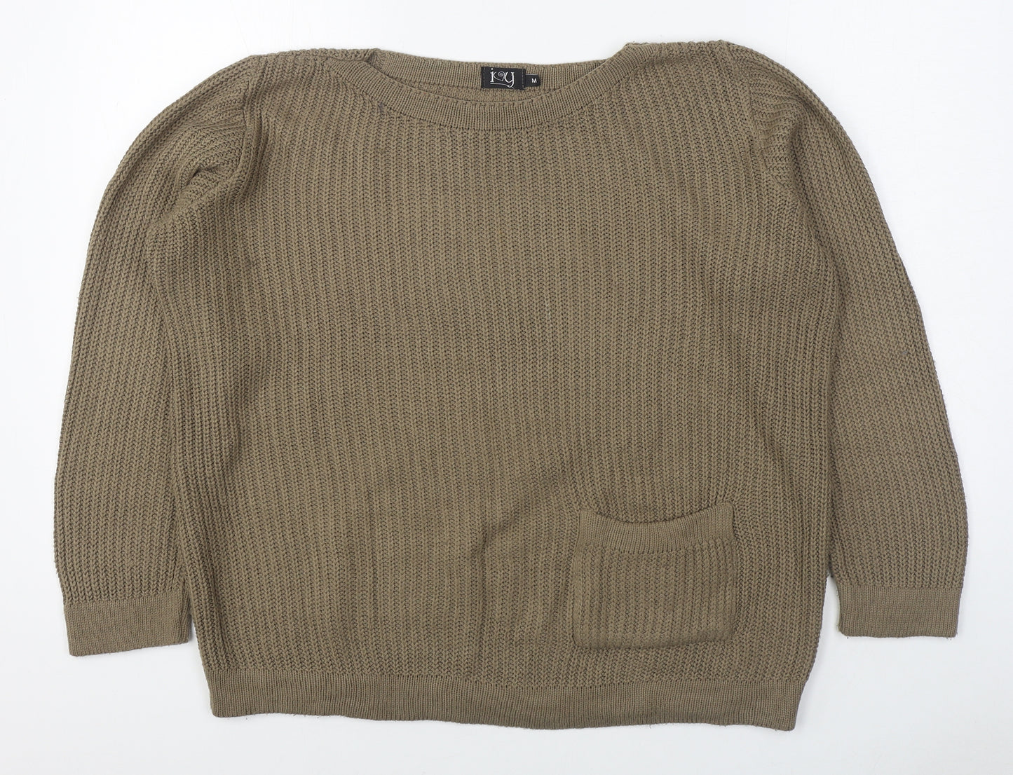 Ivy Womens Brown Boat Neck  Acrylic Pullover Jumper Size M