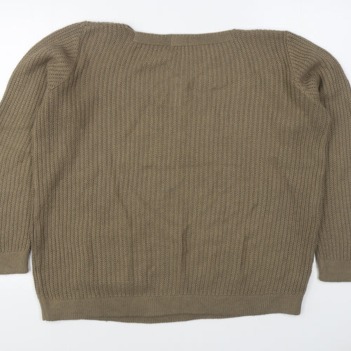 Ivy Womens Brown Boat Neck  Acrylic Pullover Jumper Size M
