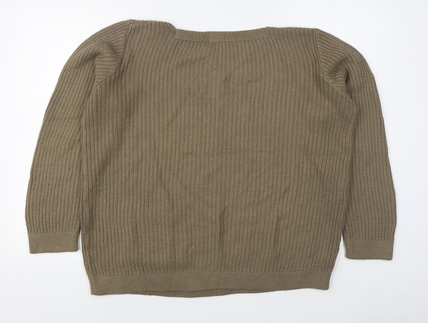 Ivy Womens Brown Boat Neck  Acrylic Pullover Jumper Size M