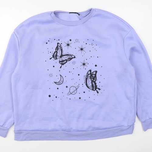 SheIn Womens Purple  Cotton Pullover Sweatshirt Size 2XL  Pullover