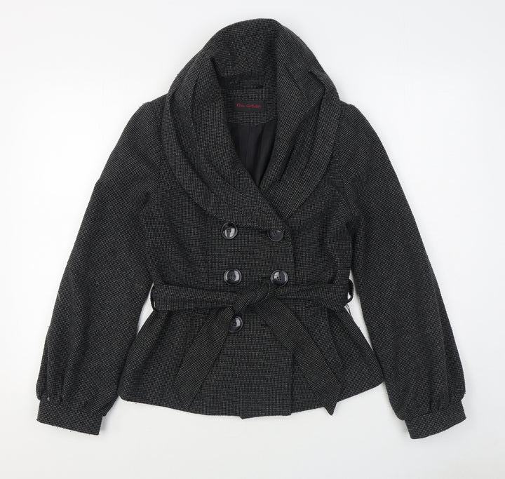 Miss Selfridge Womens Black   Overcoat Coat Size 8  Button