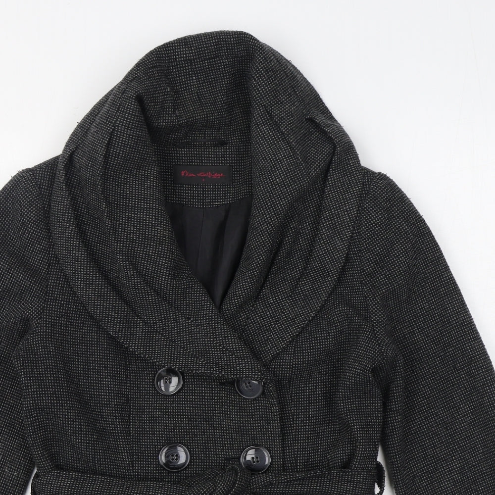 Miss Selfridge Womens Black   Overcoat Coat Size 8  Button